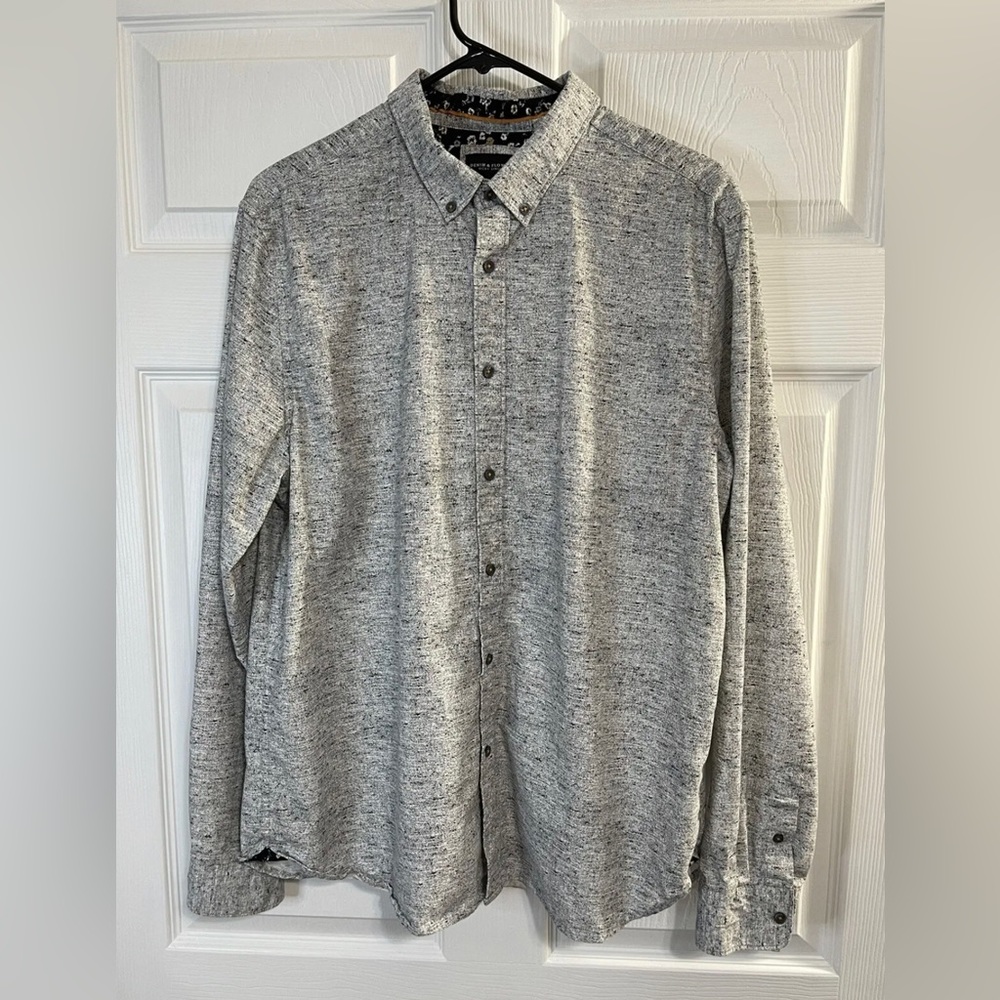 Denim And Flower Ricky Singh Button Down Long Sleeve Size XL Heather Gray